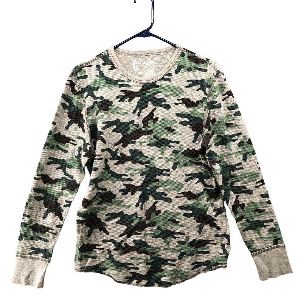 GAP Thermal Shirt Mens Medium‎ M Camo Print Lightweight Long Sleeve Crewneck
